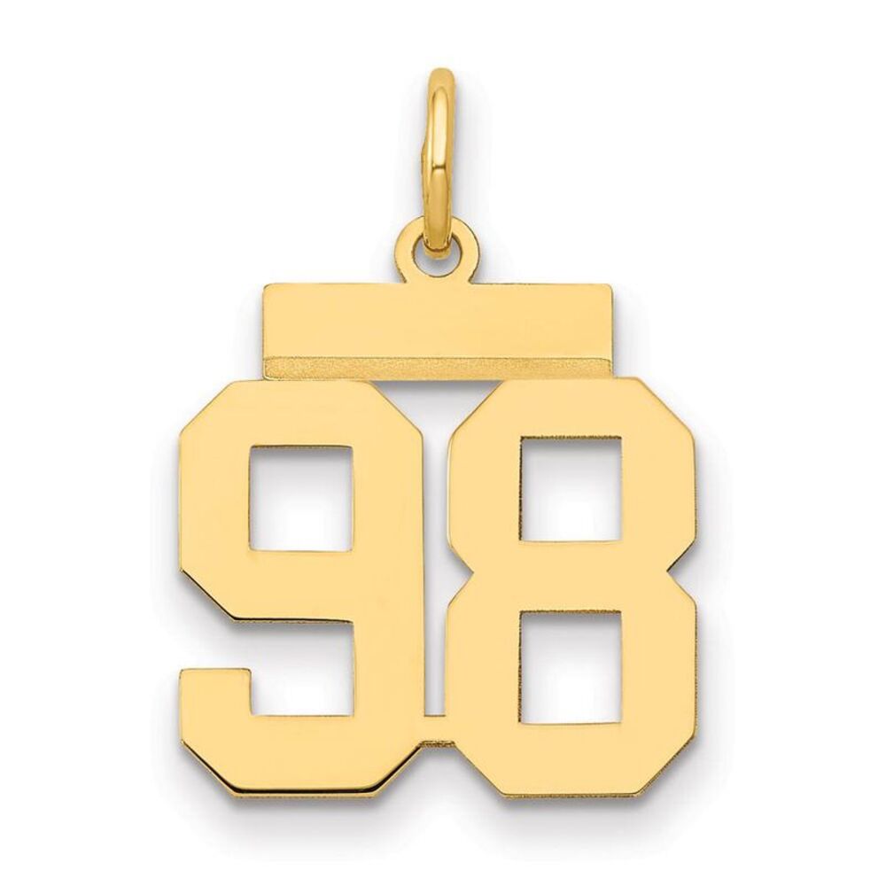 14k Yellow Gold, Athletic Collection, Small Polished Number 98 Pendant
